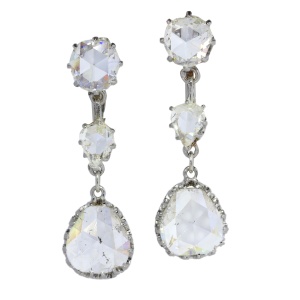 Timeless Elegance: 5.50 Carat Rose-Cut Diamond Earrings in Platinum and Gold